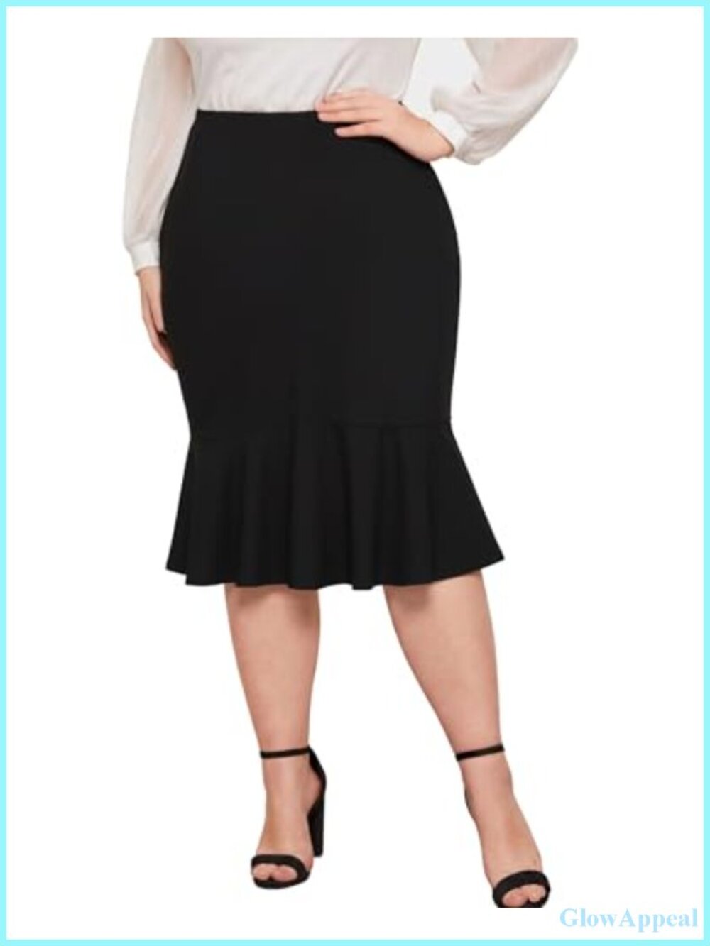 Plus Size Fishtail Pencil Skirt High Waist Stretchy Midi Office Work Skirt